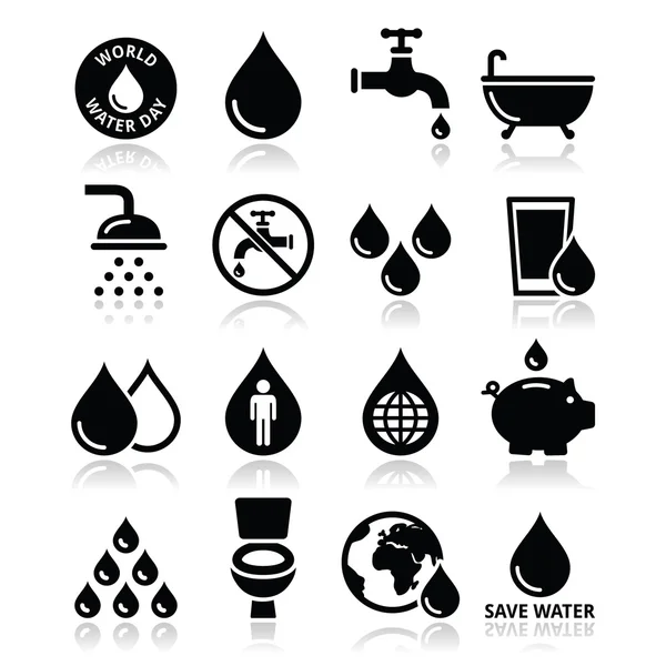 Iconos del Día Mundial del Agua - ecología, concepto verde — Vector de stock