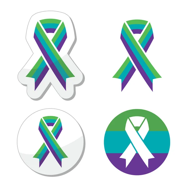 Conjunto de iconos de cinta de conciencia de riñón esponja medular (MSK) — Vector de stock