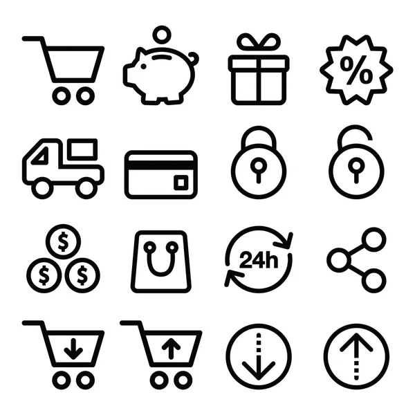 Shopping, online store icons setline, stroke style — стоковый вектор