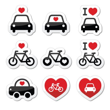 Oto ve motosiklet simgeleri seviyorum ayarla