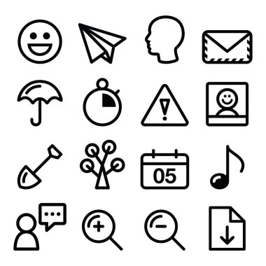 Web sitesi navigasyon menü siyah çizgi, kontur simgeler