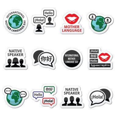 Uluslararası anadil günü Icons set