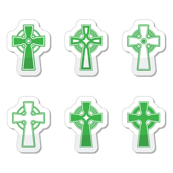 Irlandés, cruz celta escocesa en signo de vector blanco — Vector de stock