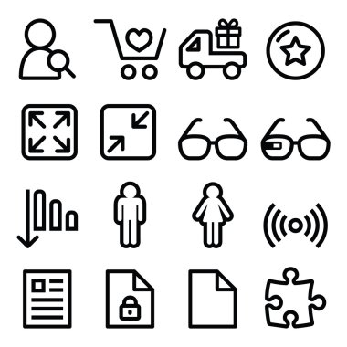 Web Menü gezinti satır Icons set - alışveriş, belge