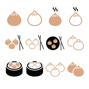 empanadillas chinas, conjunto de iconos de vector de dim sum de comida asiática