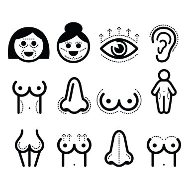 Plastik cerrahi, güzellik vector Icons set