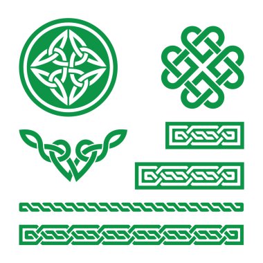 Vektör yeşil Celtic Knot, örgüler ve modelleri-