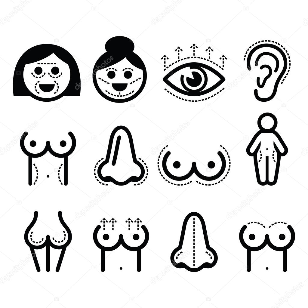 Plastic surgery, beauty vector icons set