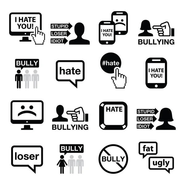 Cyberbullying vector icons set — Stock Vector