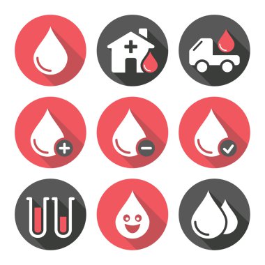 Kan bağışı vector Icons set