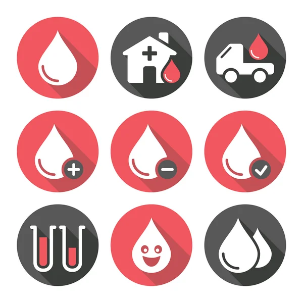 Blood donation vector icons set — Stock Vector
