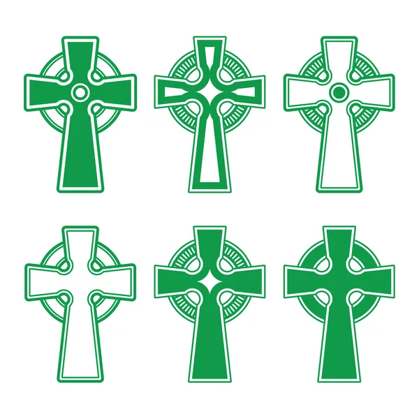 Croix verte irlandaise, écossaise celtique sur blanc - vecteur — Image vectorielle