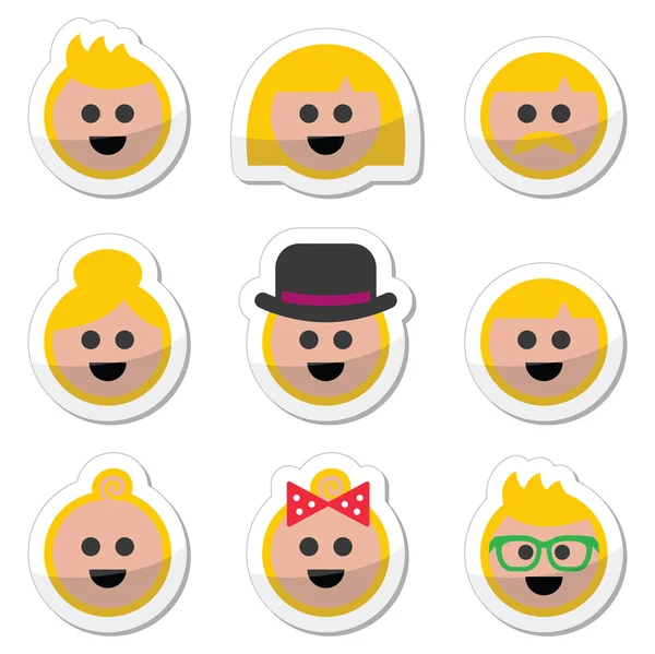 Mensen met blond haar vector icons set — Stockvector