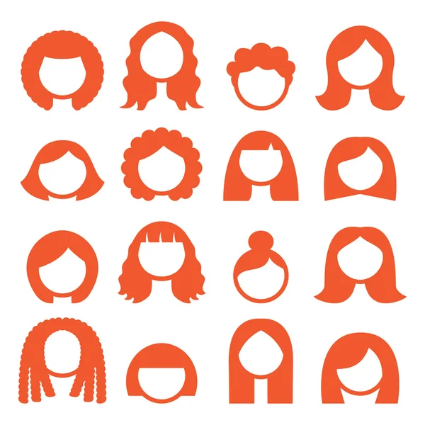 Woman hair styles, wigs icons - ginger — Stock Vector