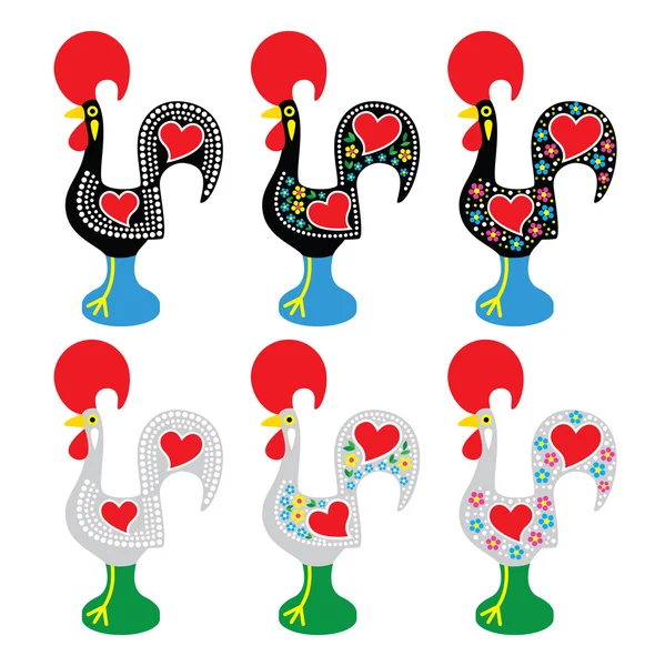 Gallo Portugués de Barcelos - Galo de Barcelos iconos — Archivo Imágenes Vectoriales