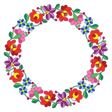 Kalocsai nakış daire - Macar çiçek halk desenli