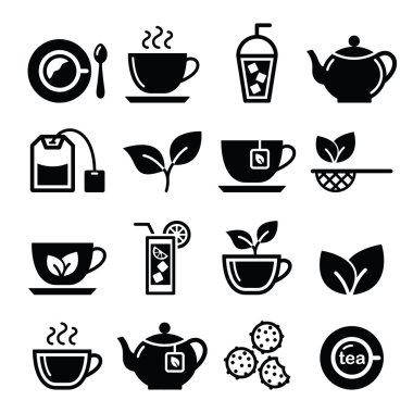 Çay ve buzlu çay Icons set vektör
