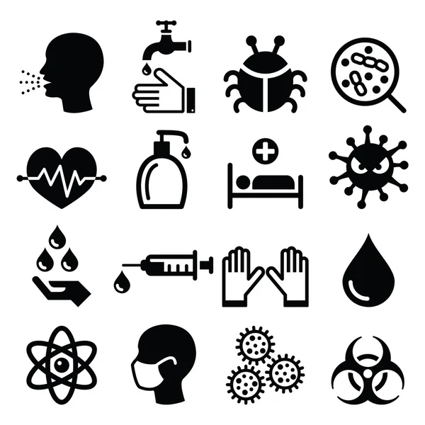 Infectie, virus - gezondheid icons set — Stockvector