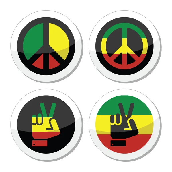 Rasta paz, mano gesto vector iconos conjunto — Vector de stock