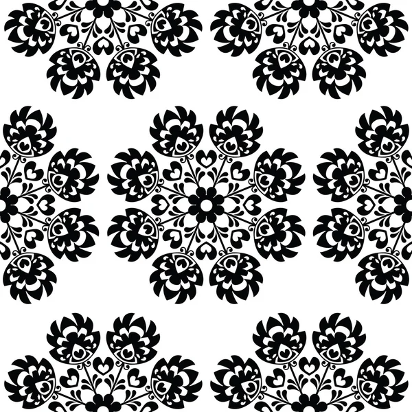 Seamless floral Polish folk art pattern - wzory lowickie, wycinanki — Stock Vector