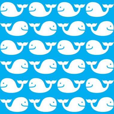 Balina kesintisiz mavi ve beyaz desen