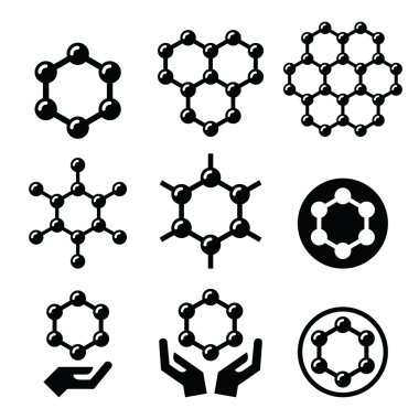 Carbone grafen yapısı vektör Icons set