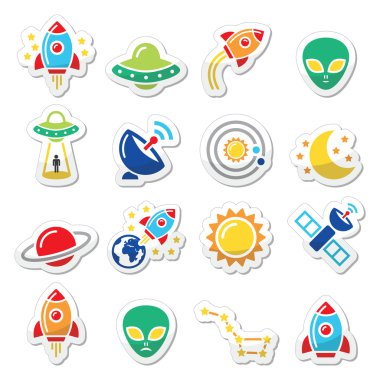 Uzay ve ufo vector Icons set
