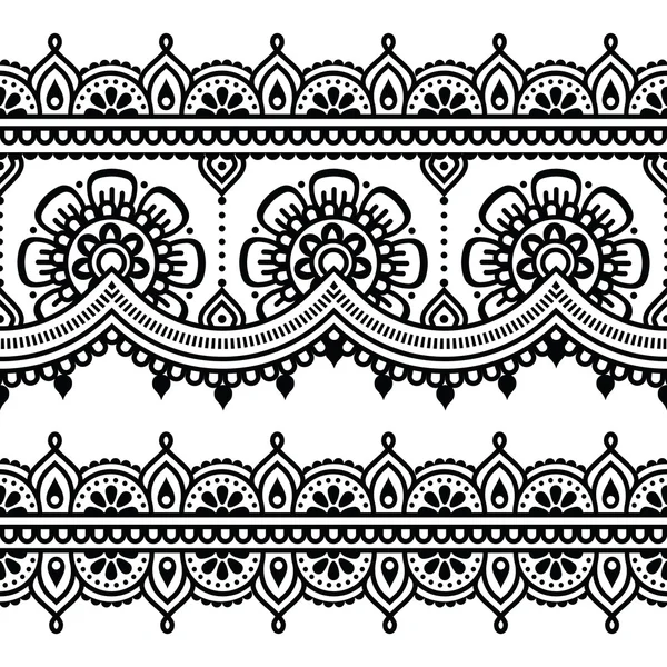 Mehndi, indiai Henna tetoválás zökkenőmentes minta — Stock Vector