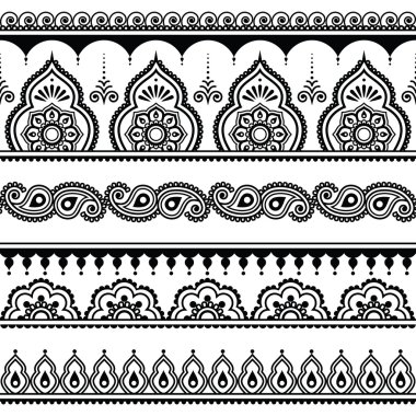 Mehndi, Indian Henna tattoo seamless pattern, design elements clipart