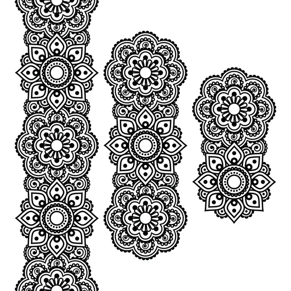 Mehndi, indiai Henna tetoválás hosszú pattern, látványelemek — Stock Vector