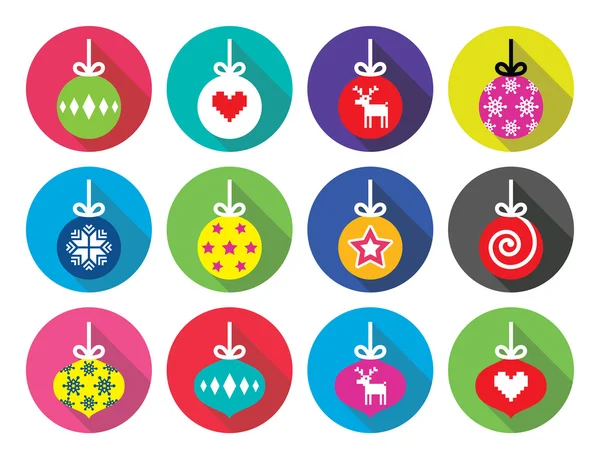Bola de Navidad, Navidad bauble iconos de diseño plano — Archivo Imágenes Vectoriales