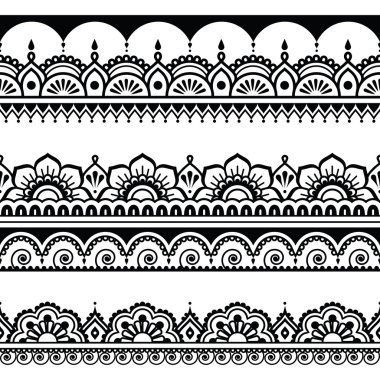 Hint seamless modeli, tasarım öğeleri - Mehndi dövme stil