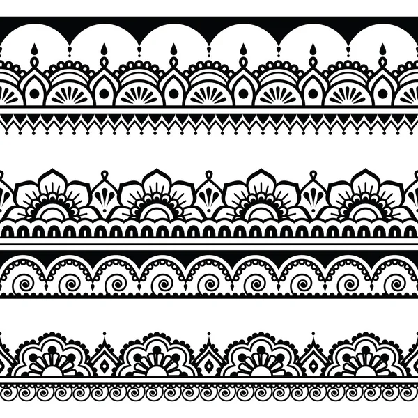 Indiai varrat nélküli mintát, design elemek - Mehndi tetováló stílus — Stock Vector