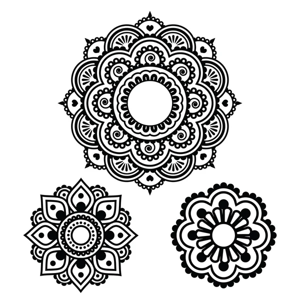 Indiai henna tetoválás design - mehndi minta, kerek — Stock Vector