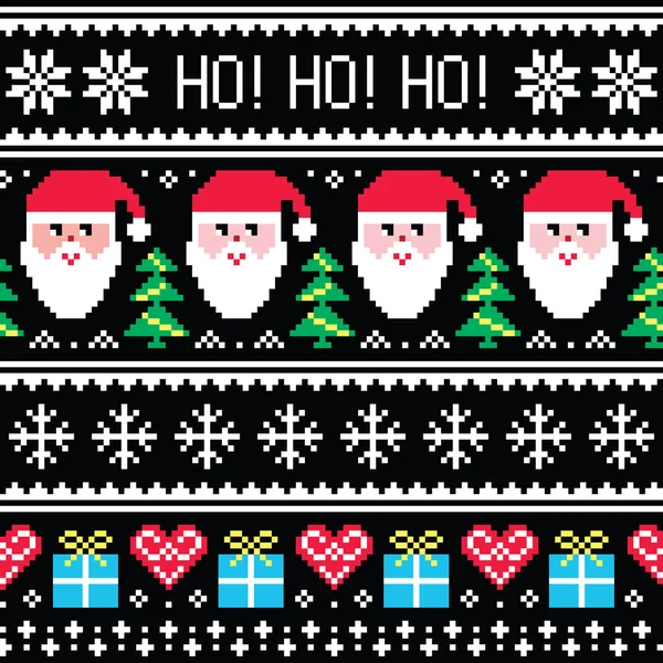 Christmas jumper or sweater seamless pattern with Santa and presents — 图库矢量图片