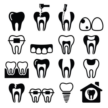 Tooth , teeth, dental clinic vector icons set