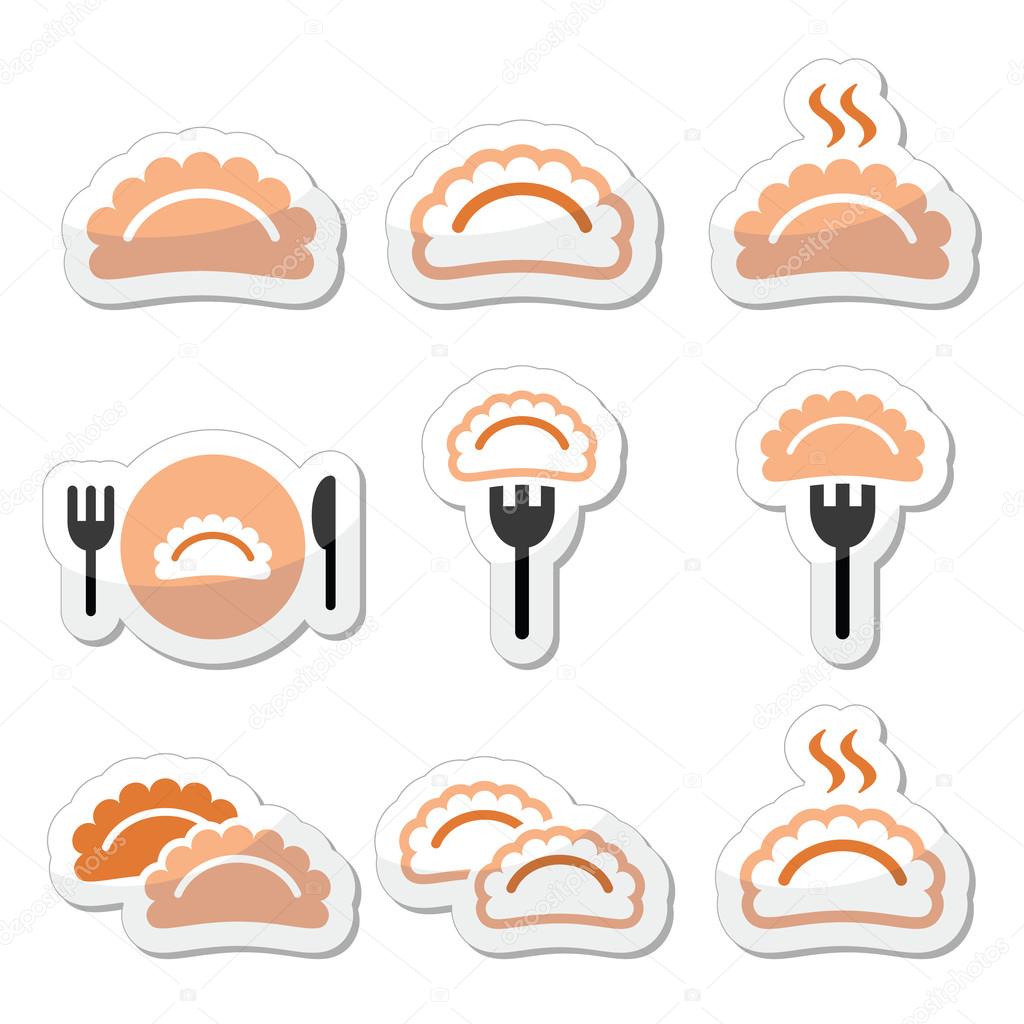 Dumplings, food vector icons set