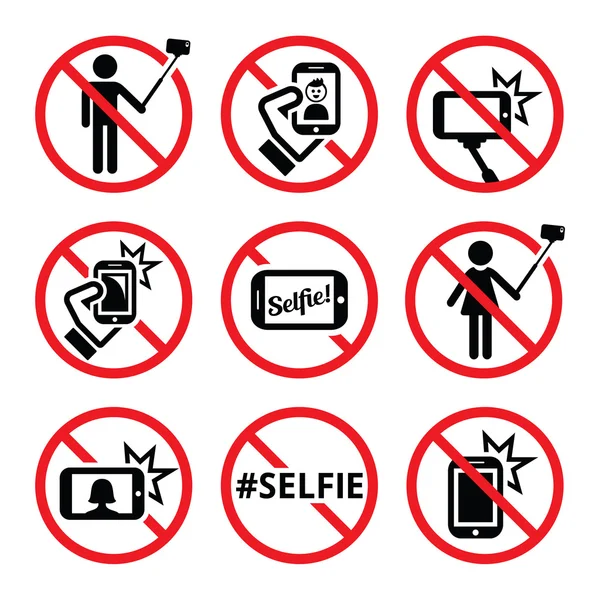 Selfie 赤い警告兆候 — ストックベクタ
