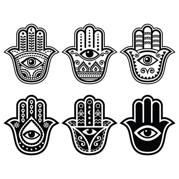 Hamsa hand, Hand of Fatima - amulet, symbol of protection from devil eye — Stock Vector