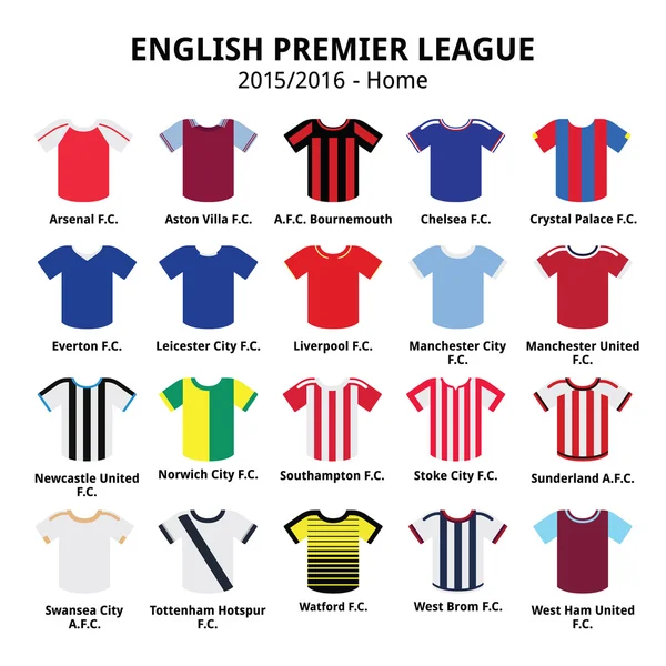 İngiliz Premier League 2015-2016 futbol ya da futbol formaları Icons set