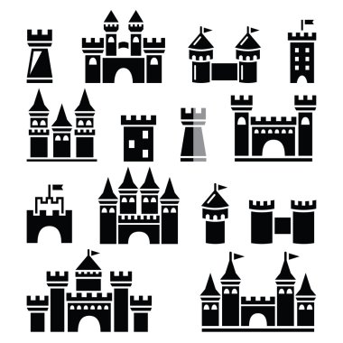 Kale, kule Icons set vektör