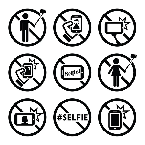 No selfies, no selfie sticks vector signs — Stock vektor