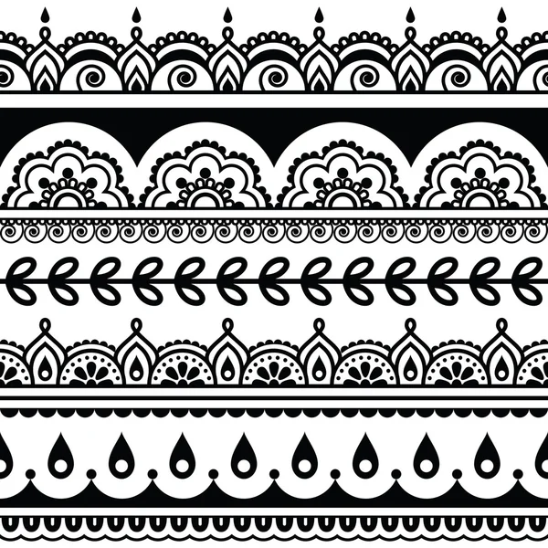 Indiai varrat nélküli mintát, design elemek - Mehndi tetováló stílus — Stock Vector