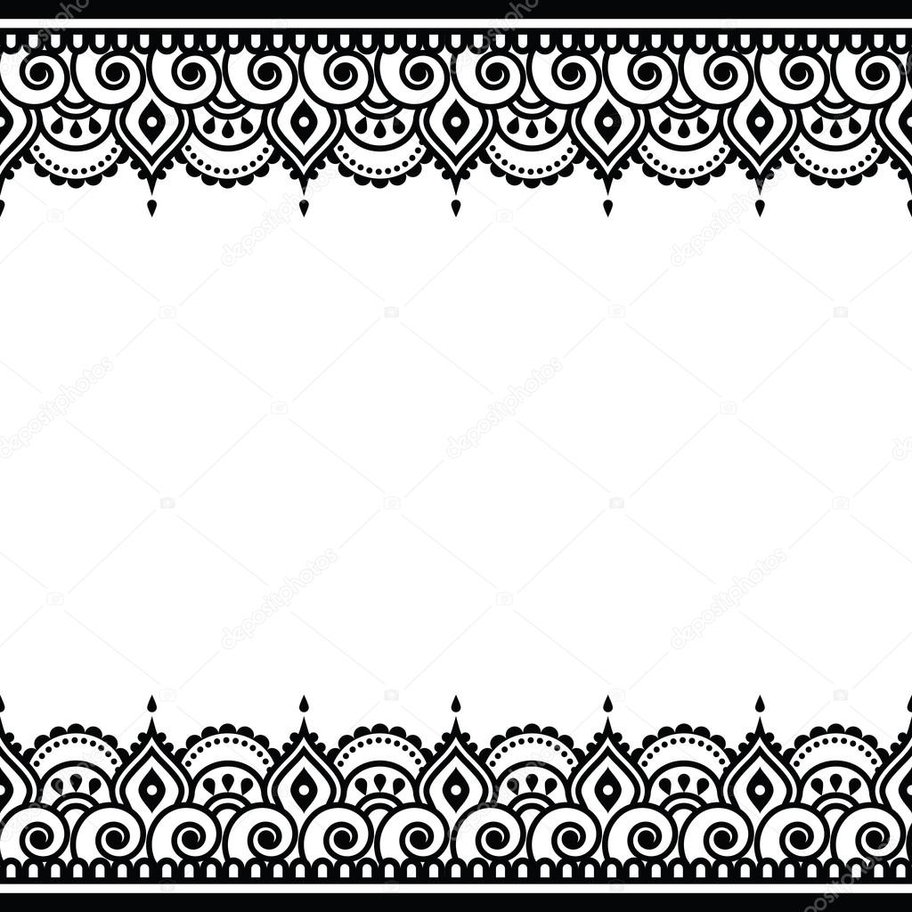 Mehndi, Indian Henna tattoo design - greetings card, lace ornament