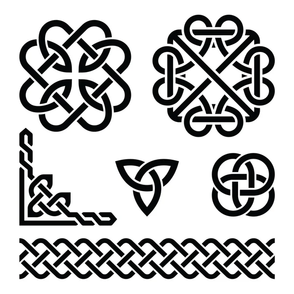 Keltské irské uzly, prýmky a vzory — Stockový vektor