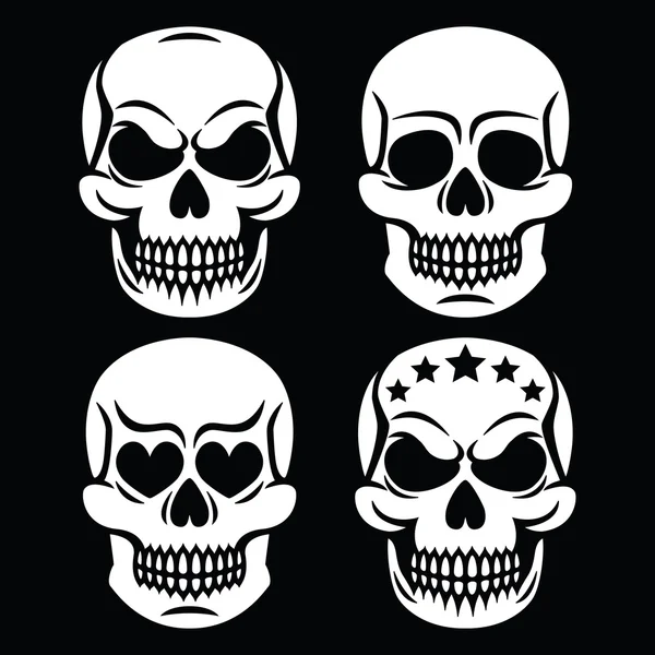 Halloween iconos de cráneo humano — Vector de stock