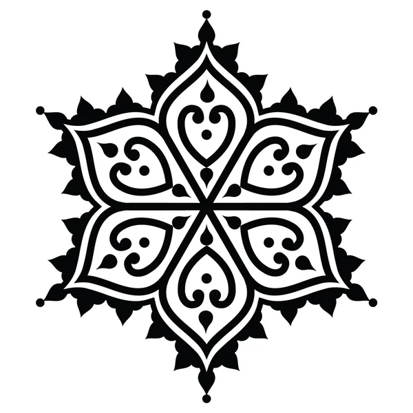 Mehndi, Desgin de tatuagem de hena indiana - forma de estrela — Vetor de Stock