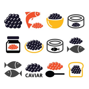 Havyar, Karaca, Balık yumurta Icons set