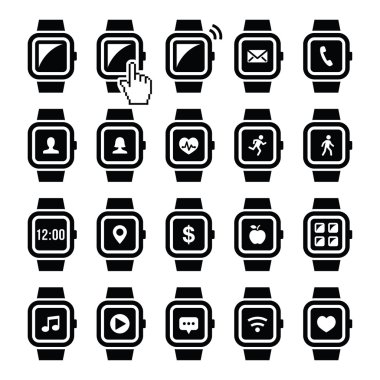 Smartwatch teknoloji vektör simgeler kümesi