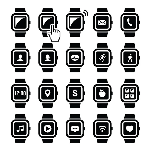 Juegos de iconos vectoriales de tecnología Smartwatch — Archivo Imágenes Vectoriales